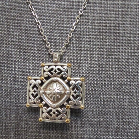Brighton Deauville Silver and Gold Cross Necklace - Picture 4 of 8